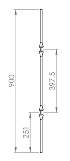 Zierstab, für Zierelement mit Sachloch, Länge 900 mm, V2A