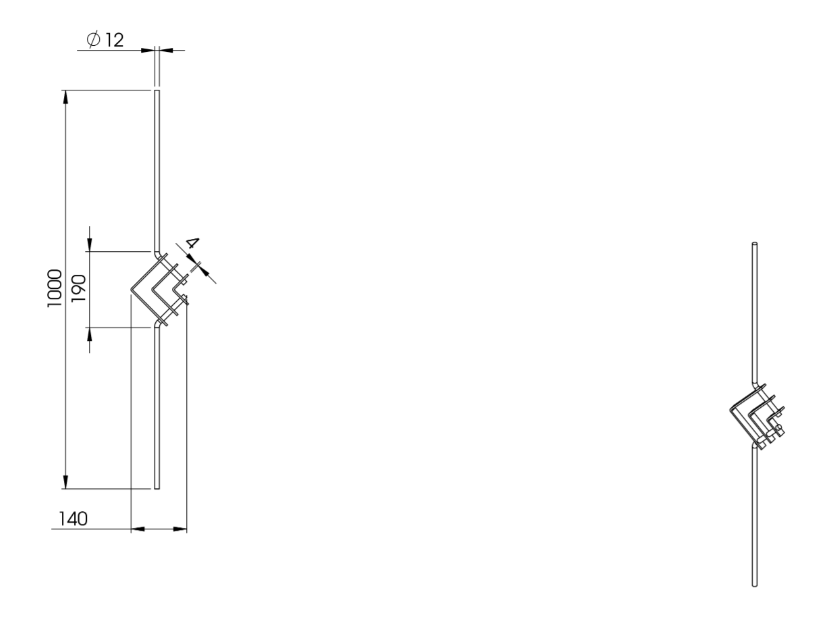 Designstab, Länge 1000 mm, V2A