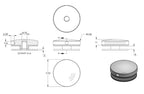 Glaspunkthalter Ø 52 mm selbst zusammenstellen, Oberteil inklusive Gummis, V2A