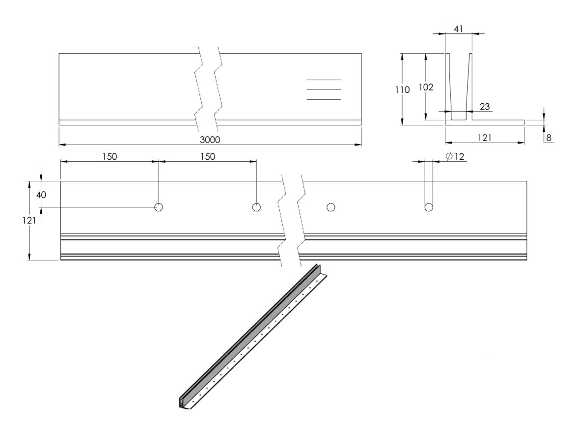 Alu-Profil eleganza LIGHT, Holmlast 0.5 - 1.0 kN, zur aufgesetzten Montage