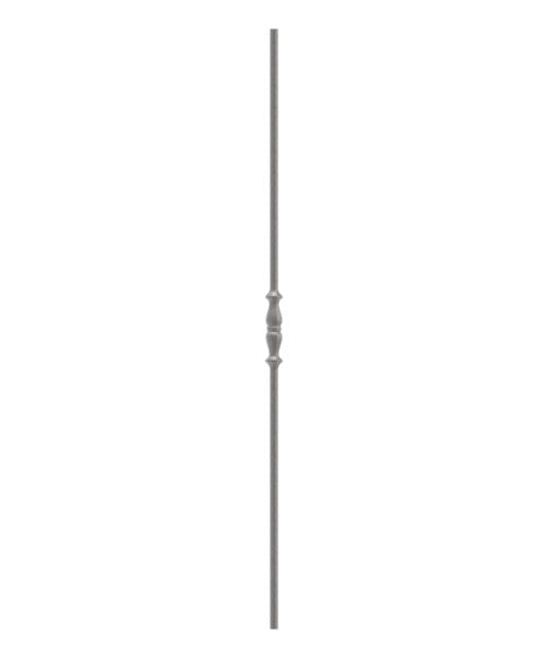 Zierstab 12mm, gehämmert, H: 1000mm, 1x Ornament mittig, geschmiedet und gebürstet