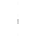 Zierstab 12mm, gehämmert, H: 1000mm, 1x Ornament mittig, geschmiedet und gebürstet