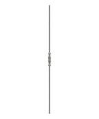 Zierstab 12mm, gehämmert, H: 1000mm, 1x Ornament mittig, geschmiedet und gebürstet