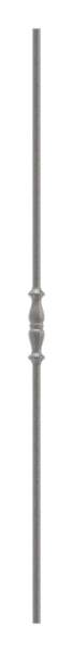 Zierstab 12mm, gehämmert, H: 1000mm, 1x Ornament mittig, geschmiedet und gebürstet