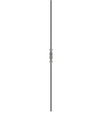 Zierstab 12mm, gehämmert, H: 1000mm, 1x Ornament mittig, geschmiedet und gebürstet