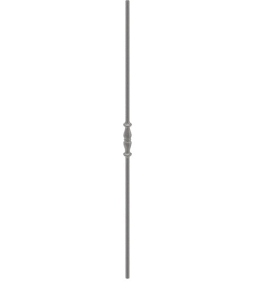 Zierstab 12mm, gehämmert, H: 1000mm, 1x Ornament mittig, geschmiedet und gebürstet