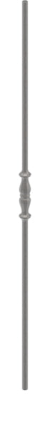 Zierstab 12mm, gehämmert, H: 1000mm, 1x Ornament mittig, geschmiedet und gebürstet