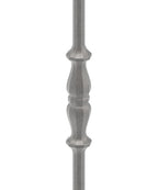 Zierstab 12mm, gehämmert, H: 1000mm, 1x Ornament mittig, geschmiedet und gebürstet