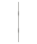 Zierstab 12mm, gehämmert, H: 1000mm, 2x Ornament außermittig, geschmiedet und gebürstet