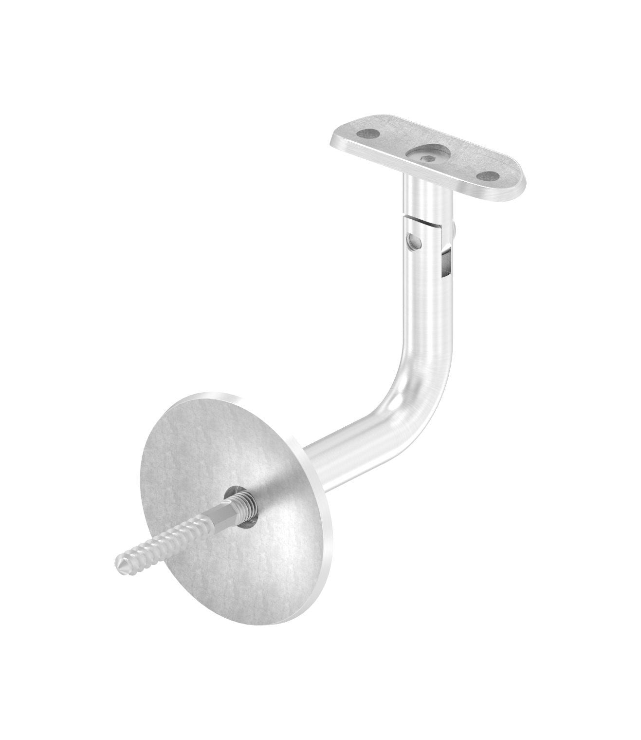 Handlaufhalter mit Gelenk, Stockschraube und Anschlussplatte, zum Anschrauben des Handlaufs, V2A