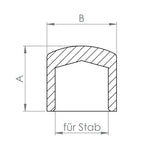 Edelstahl Endkappe leicht gewölbt, hohl/gegossen, für Rundstäbe, zum Kleben, V2A