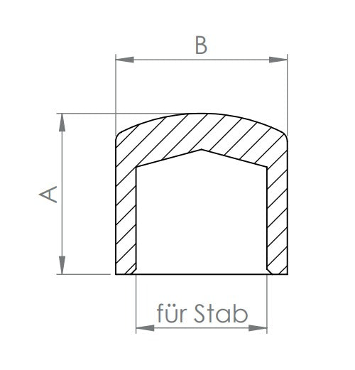 Edelstahl Endkappe leicht gewölbt, hohl/gegossen, für Rundstäbe, zum Kleben, V2A