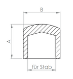 Edelstahl Endkappe leicht gewölbt, hohl/gegossen, für Rundstäbe, zum Kleben, V2A