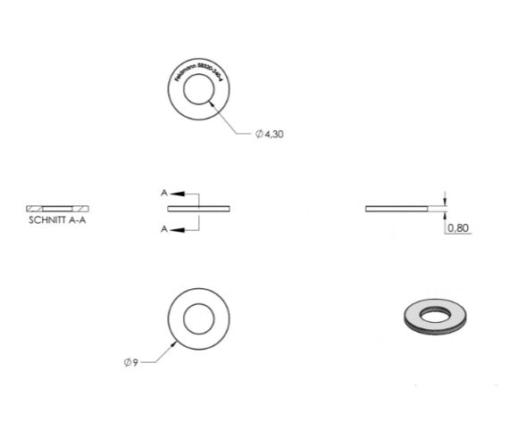 Zeichnung Beilagscheibe für Gewinde M4