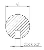 Glaskugel blau, Ø 60 mm, mit Sackloch, Farbe Blau, Rot oder Grün