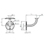 verschweißter Handlaufhalter mit Anschlussplatte, zum Anschrauben / Vernieten des Handlaufs, V2A/V4A