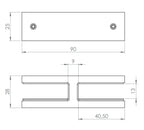 Glasverbinder 180°, für Glasstärke 12.00 - 12.76 mm, V4A