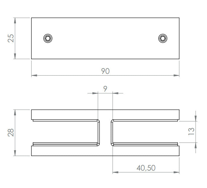 Glasverbinder 180°, für Glasstärke 12.00 - 12.76 mm, V4A
