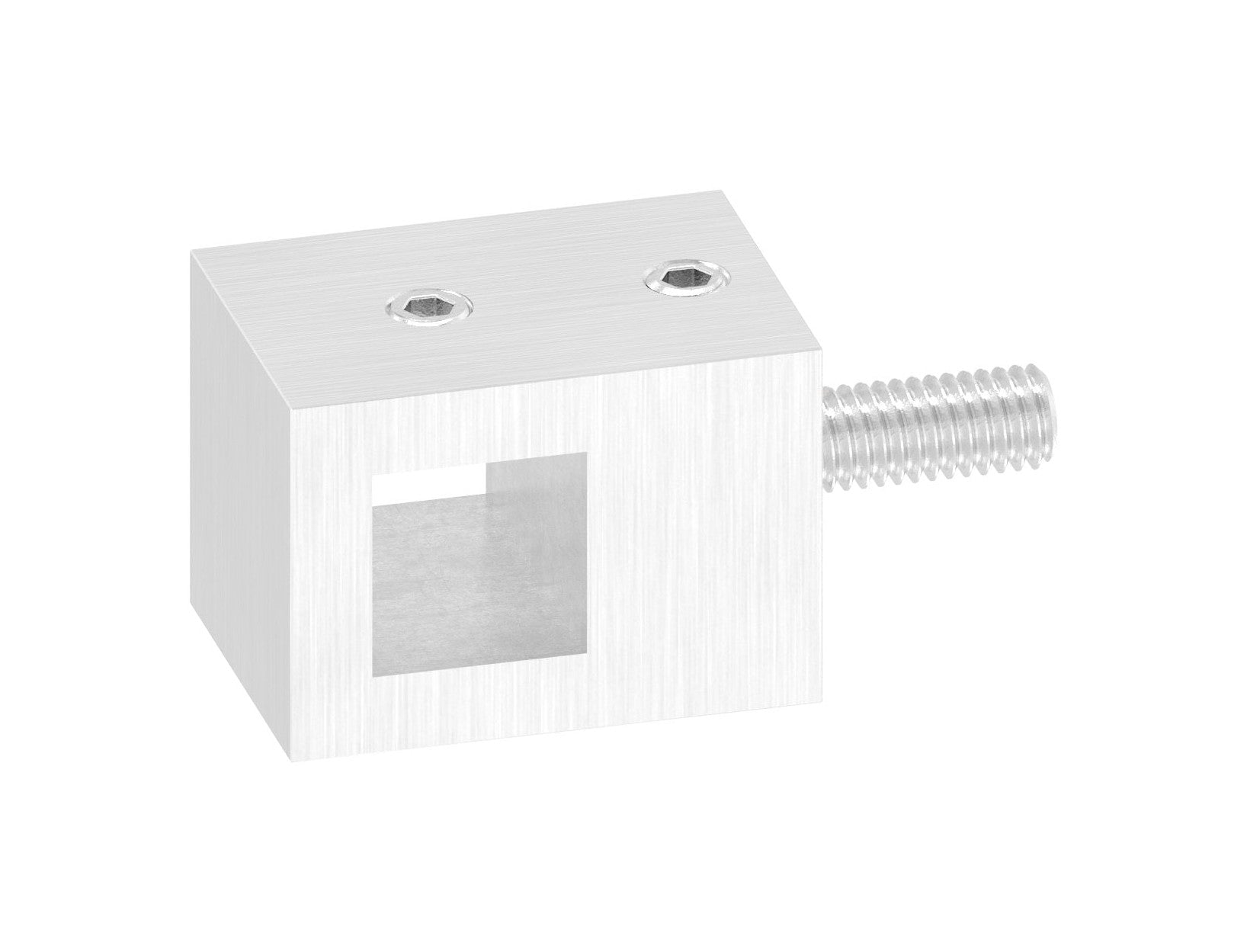 Querstabhalter quadratisch 22 x 22 mm, mit  Durchgangsbohrung 12 x 12 mm, V2A