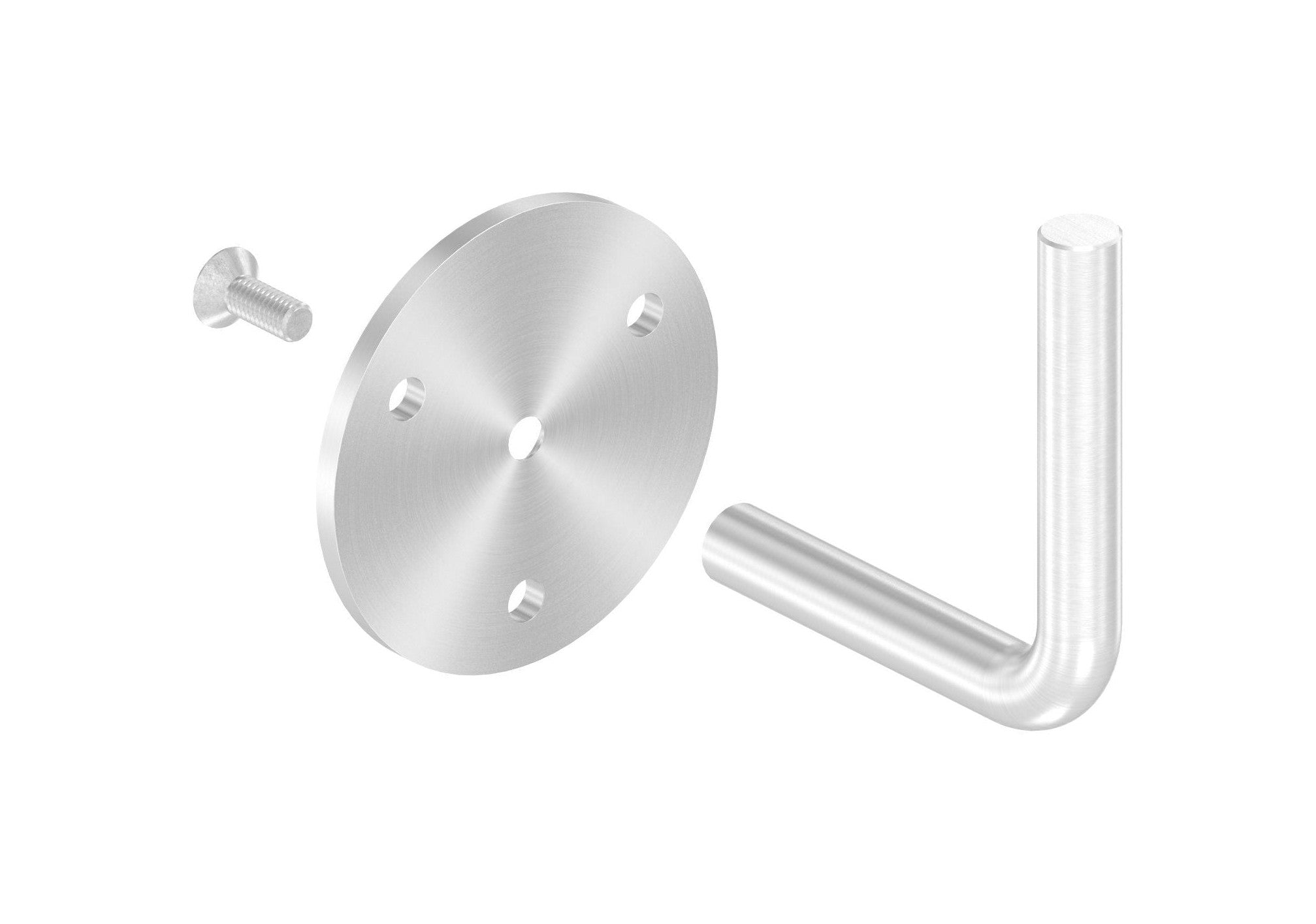 verschraubter Handlaufhalter mit 3 Bohrungen, zum Anschweißen des Handlaufs, V2A