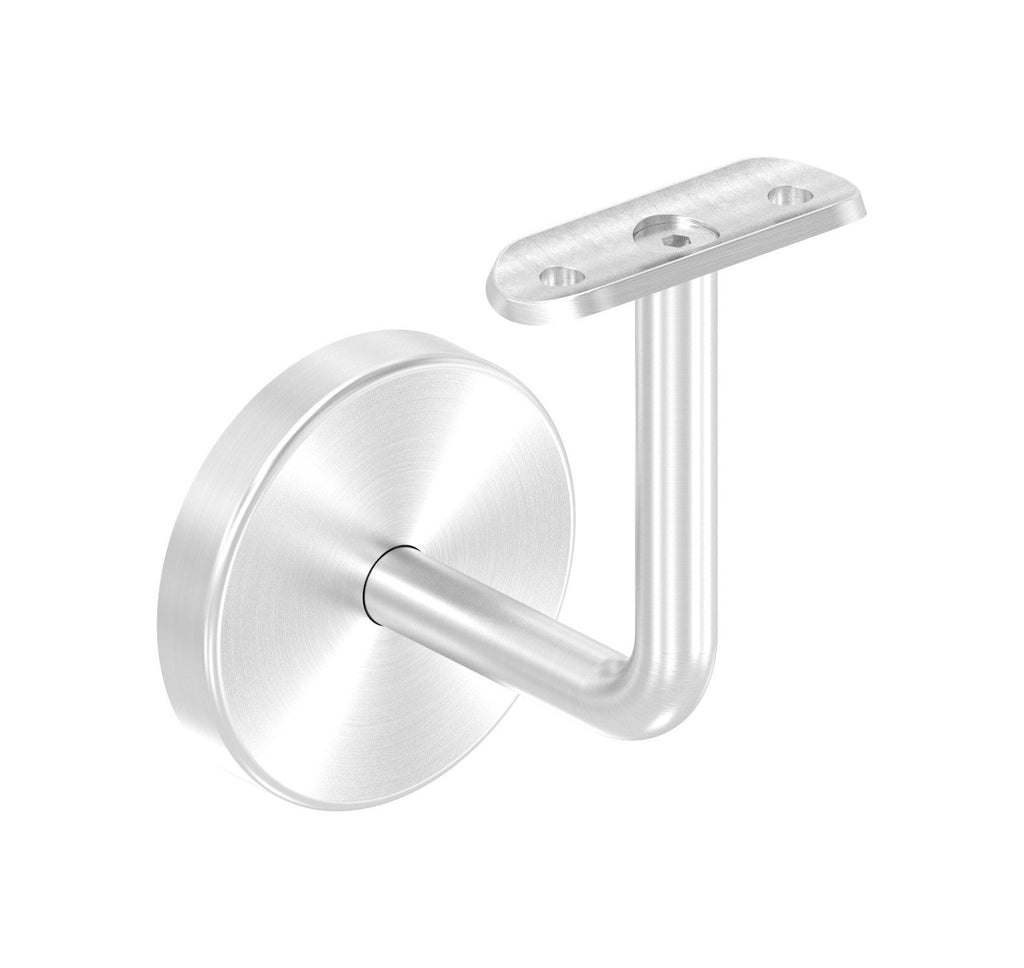 Handlaufhalter mit Cliprosette und Anschlussplatte, zum Anschrauben des Handlaufs, V2A