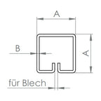Klemmprofil quadratisch, Länge 3 m, für Blech, V2A