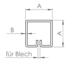 Klemmprofil quadratisch, Länge 3 m, für Blech, V2A