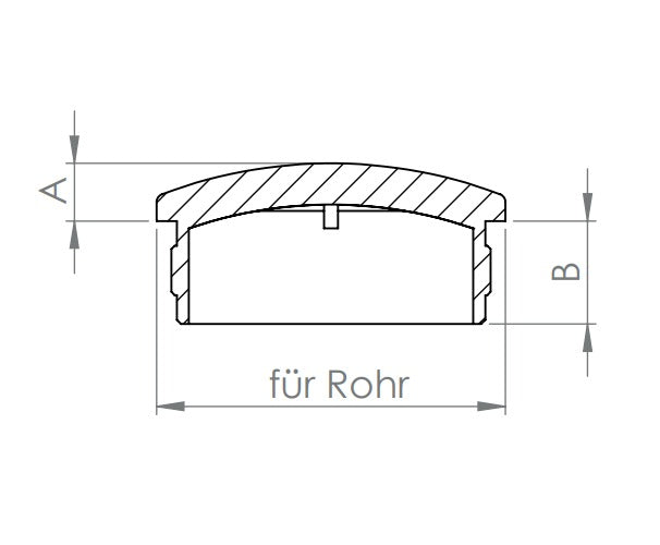 Edelstahl Rohrabschlussstopfen gewölbt, hohl/gegossen, mit Rändelung, zum Einschlagen, V2A / V4A