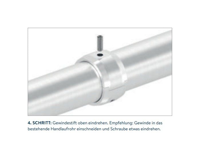 Handlauferhöhung für Rohr Ø 42,4 x 2,0 mm, geeignet zur nachträglichen Montage, V2A / V4A