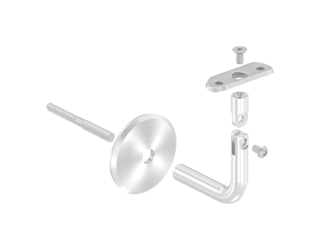 Handlaufhalter mit Gelenk, Stockschraube und Anschlussplatte, zum Anschrauben des Handlaufs, V2A
