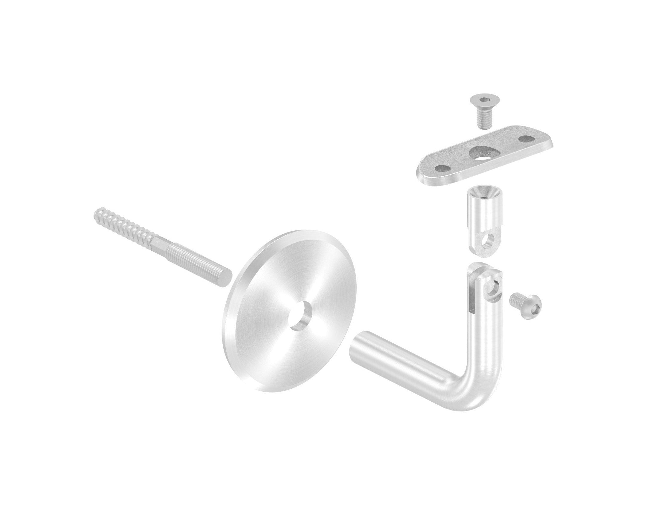 Handlaufhalter mit Gelenk, Stockschraube und Anschlussplatte, zum Anschrauben des Handlaufs, V2A