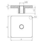 Edelstahl Flachkappe für Quadratrohre, mit Innengewinde, Vollmaterial, zum Aufschweißen, V2A / V4A