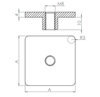 Edelstahl Flachkappe für Quadratrohre, mit Innengewinde, Vollmaterial, zum Aufschweißen, V2A / V4A