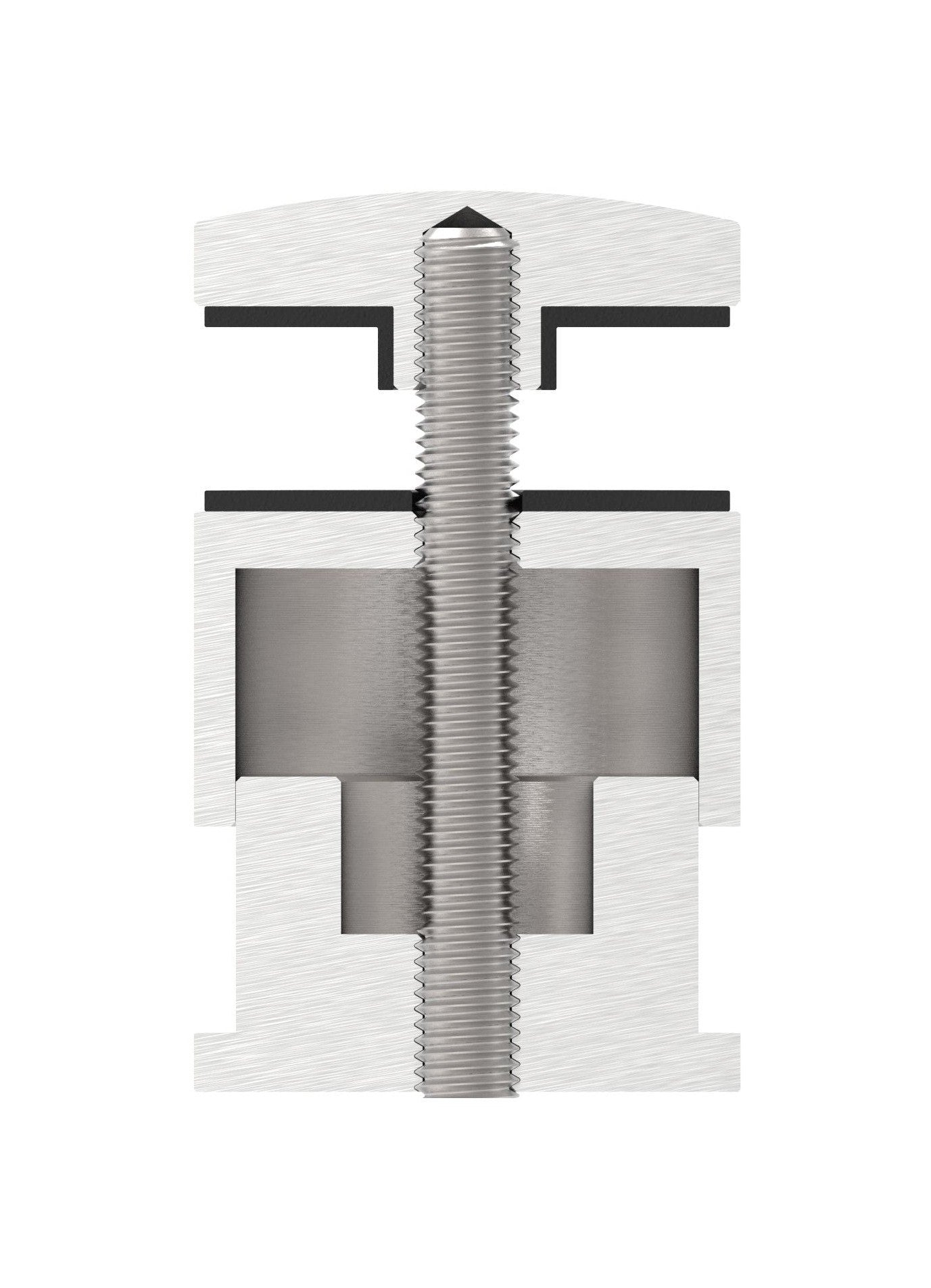 Glaspunkthalter Ø 52 mm, Klemmbereich 6.0 - 25.25 mm, verstellbarer Wandabstand 35 - 55 mm, V2A