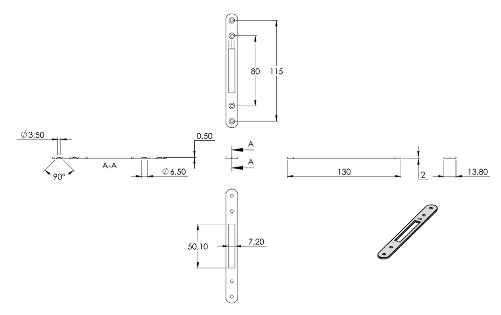 Blende für LED Modul für flache Profile, V2A