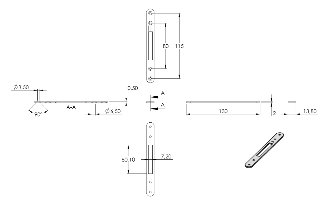 Blende für LED Modul für flache Profile, V2A