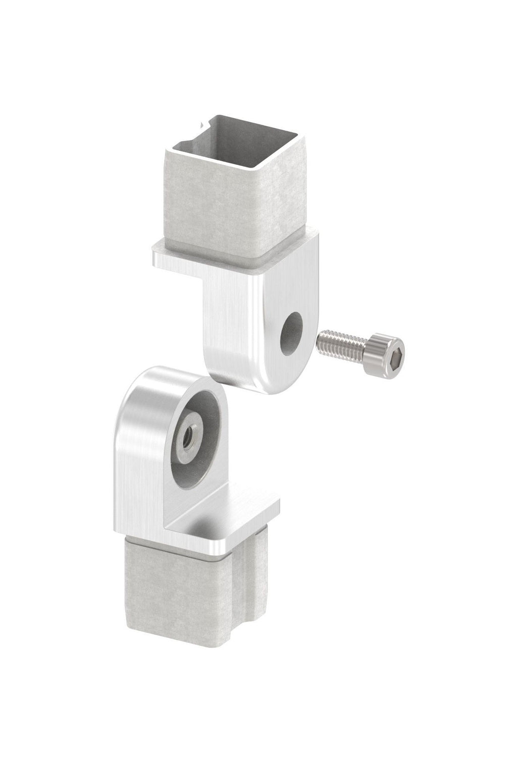 Edelstahl Verbinder für Quadratrohre mit Gelenk, zum Einstecken ins Rohr, V2A / V4A