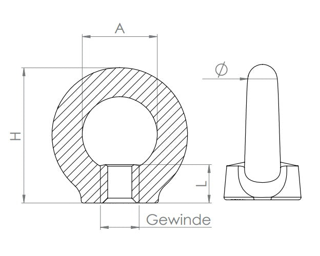 Ringschraube mit Innengewinde, DIN 582, Rundeisen, V4A