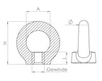 Ringschraube mit Innengewinde, DIN 582, Rundeisen, V4A