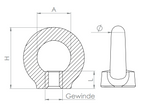 Ringschraube mit Innengewinde, DIN 582, Rundeisen, V4A