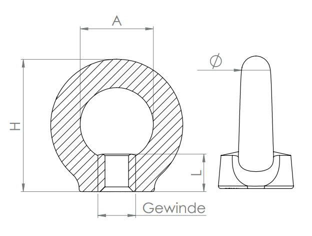 Ringschraube mit Innengewinde, DIN 582, Rundeisen, V4A