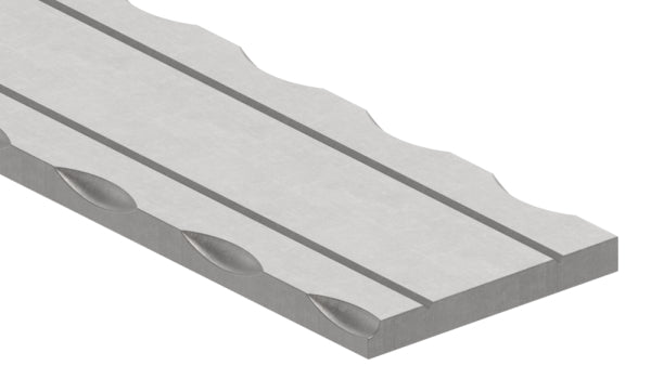 Flacheisen S235JR, 50x6mm, 2x gerillt, Kanten gehämmert, L: 3000mm
