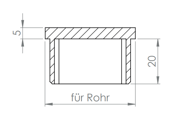 Edelstahl Rohrabschlussstopfen quadratisch, hohl/gegossen, zum Einkleben, V2A / V4A