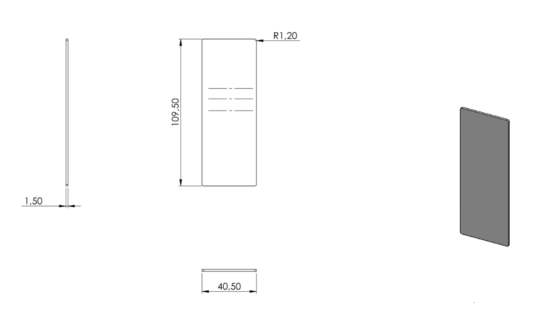 Endkappe zum Aufkleben für Alu-Profil eleganza LIGHT, Holmlast 0.5 -1.0kN, aufgesetzte Montage