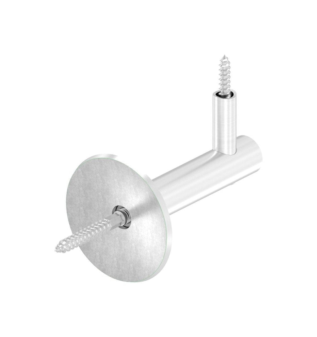 verschraubter Handlaufhalter mit Durchgangsbohrung, Stockschraube und Holzschraube, V2A