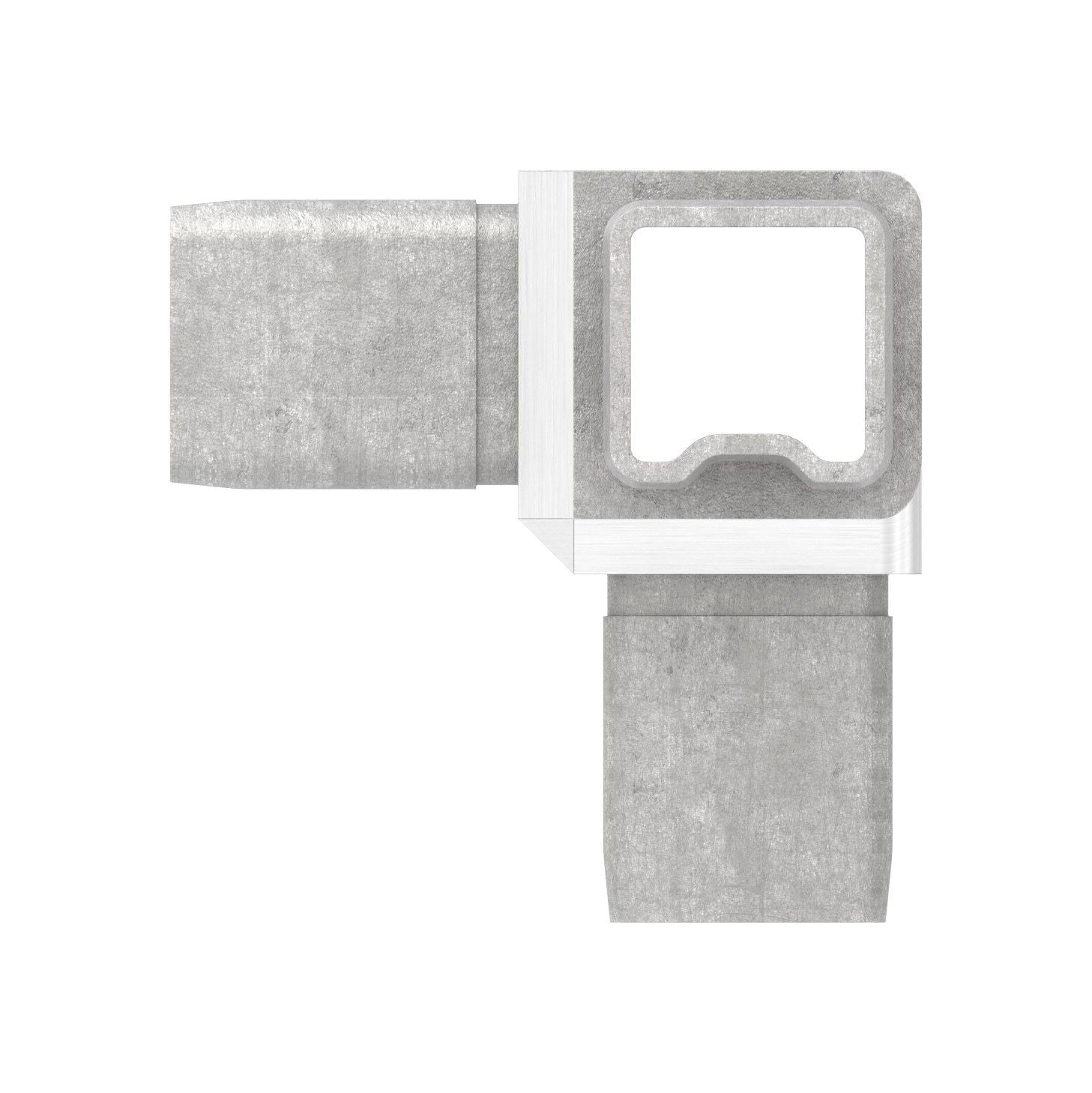 Edelstahl T-Eckverbinder 90° für Quadratrohre, 4 gleiche Abgänge, zum Stecken, V4A