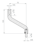 Bügel Edelstahl 2 x 30° gebogen, 360° drehbar,1 x Außengewinde, 1 x Innengewinde, V2A