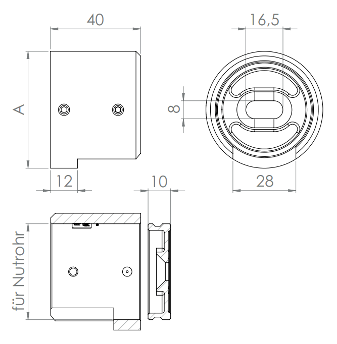 Wandhalter für Rund-Nutrohr, V2A