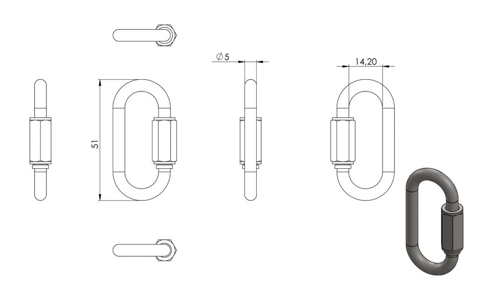 Zeichnung Schraubverbinder kurz Ø 5 mm