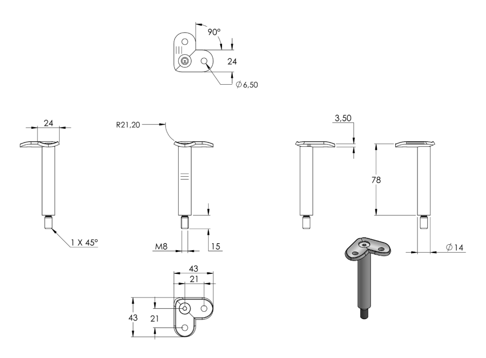 Zeichnung Stift Ø 14 mm